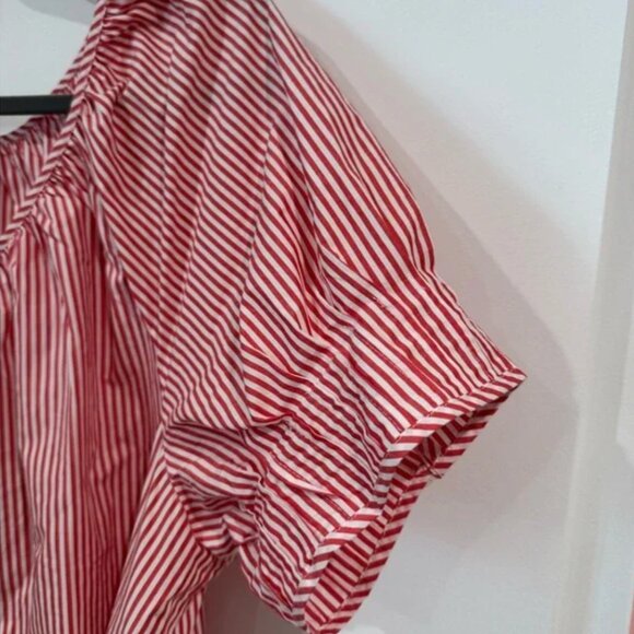 J. Crew Red and White Stripe Button Front Midi Dress - Picture 6 of 6
